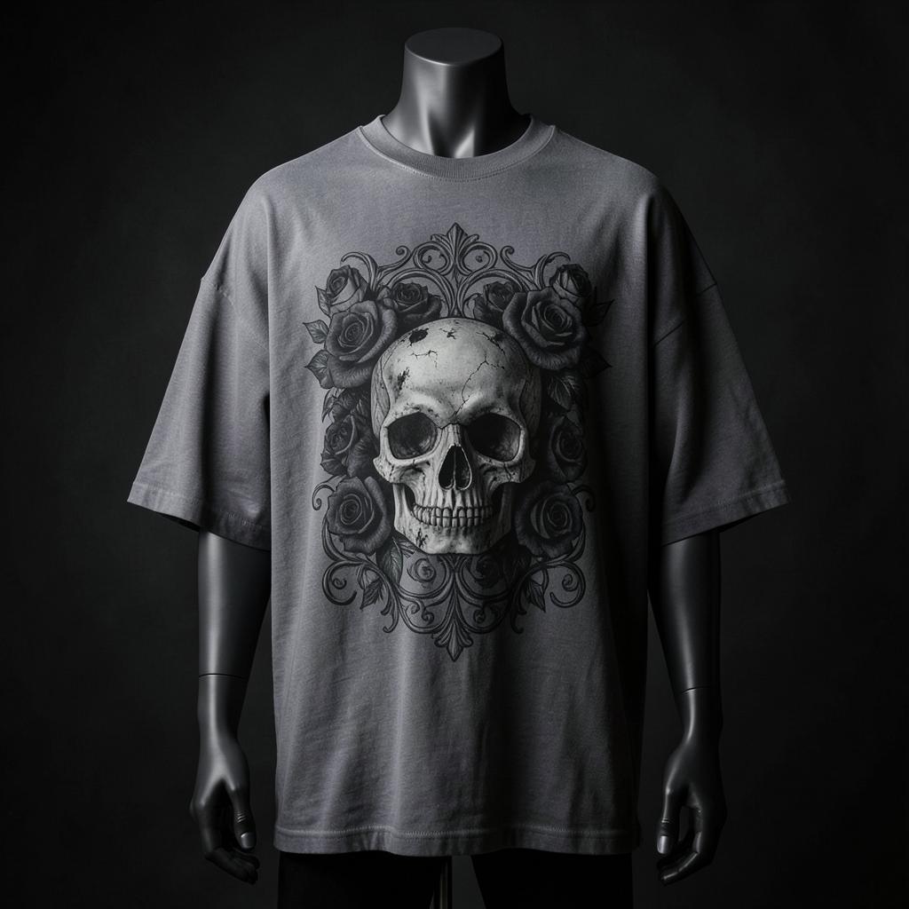 Requiem Skull Drop Shoulder Tee front